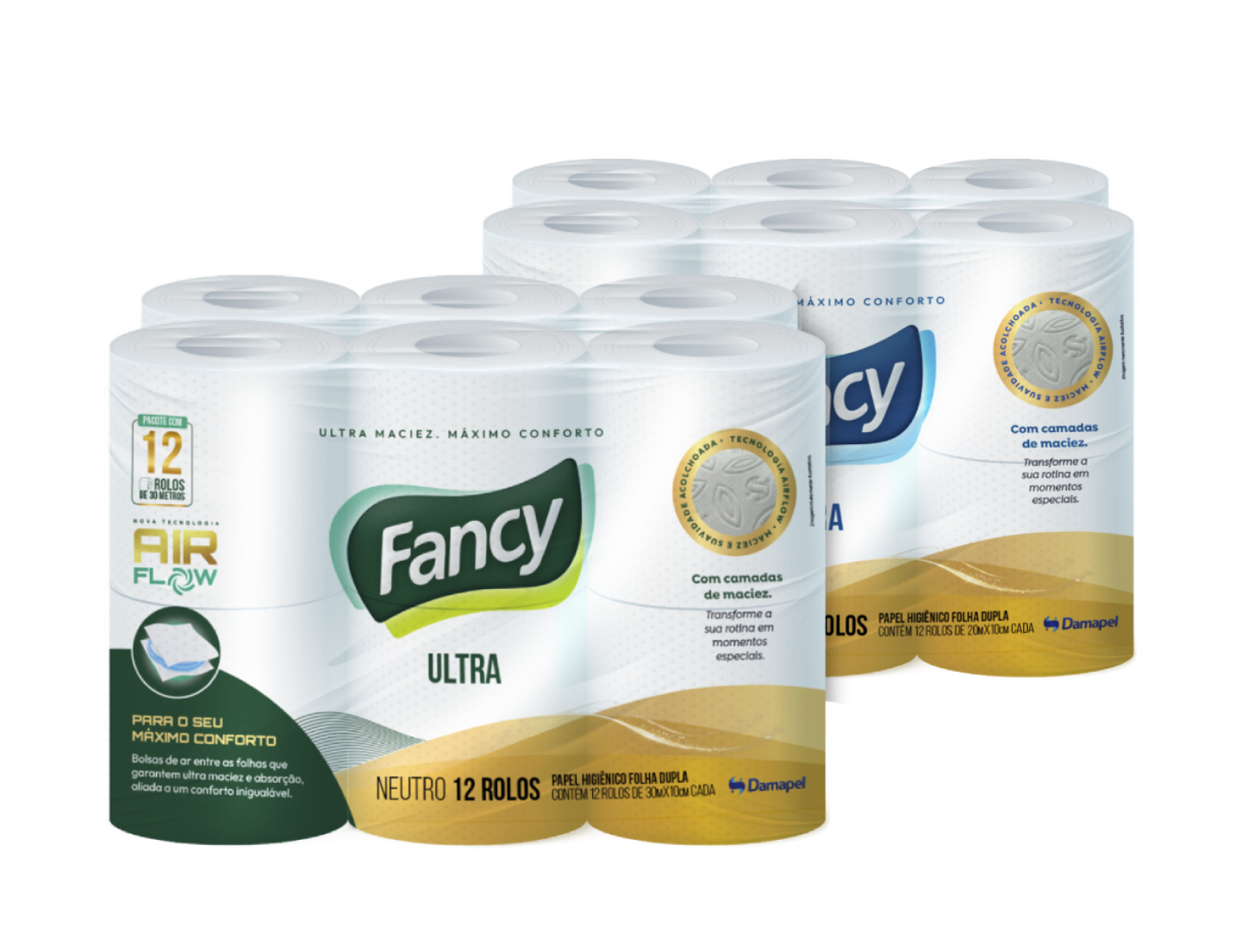 Papel Higiênico Fancy Folha Dupla — pacote com 12 rolos