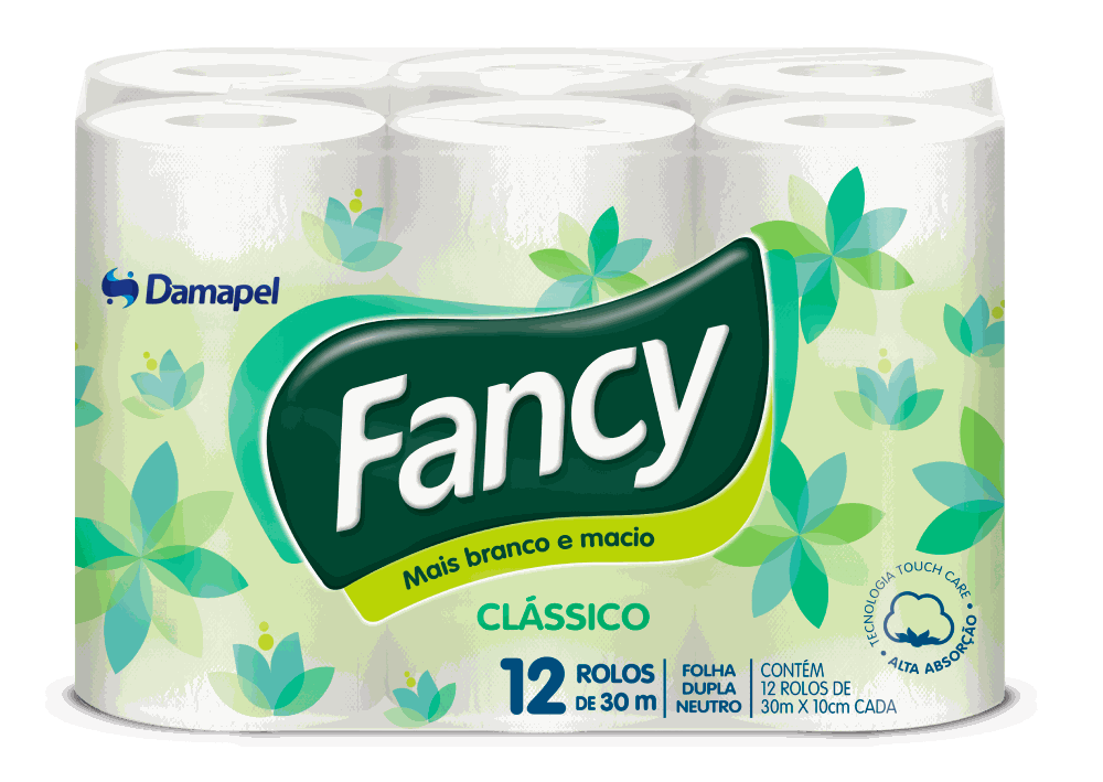 Papel Higiênico Fancy Folha Dupla — pacote com 12 rolos